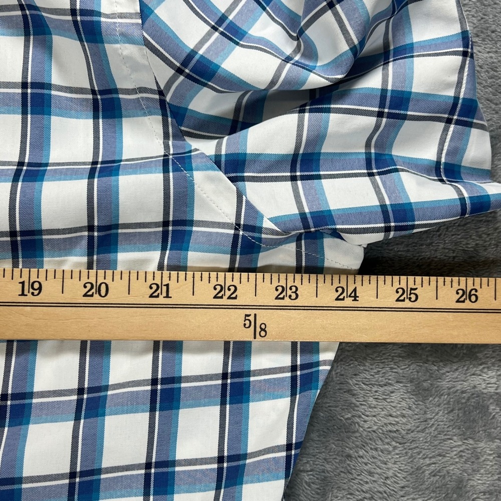 UNTUCKit Booker Slim Fit Shirt XL Mens Blue White Plaid Short Sleeve - Picture 6 of 10